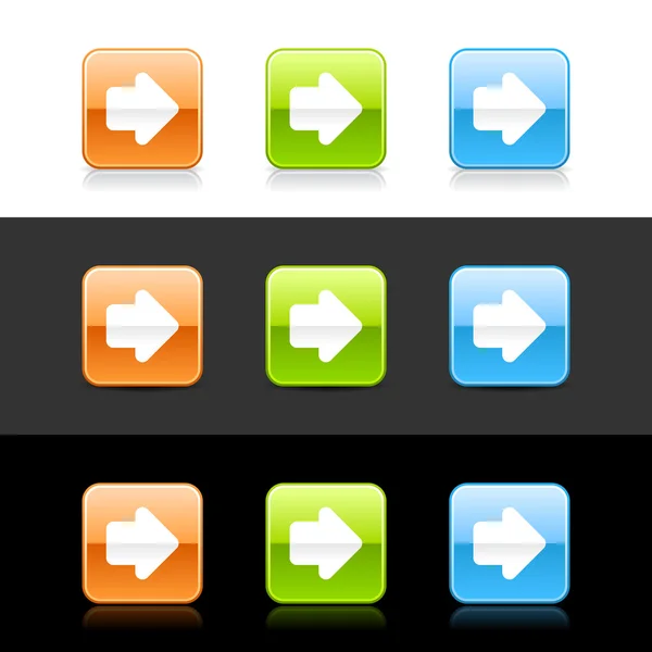 Glossy colorido web 2.0 botões com sinal de seta —  Vetores de Stock