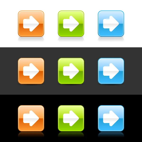 Hochglanz-farbige Web 2.0-Tasten mit Pfeilzeichen — Stockvektor