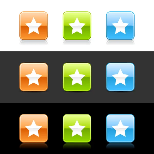 Glossy colorido web 2.0 botões com sinal de estrela — Vetor de Stock
