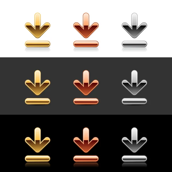 Luxueux métal signe de téléchargement web 2.0 boutons — Image vectorielle