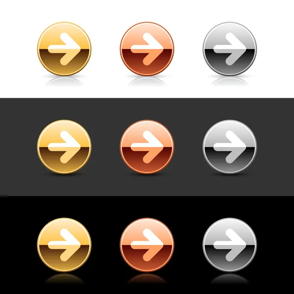 Botones de metal web 2.0 con símbolo de flecha — Vector de stock