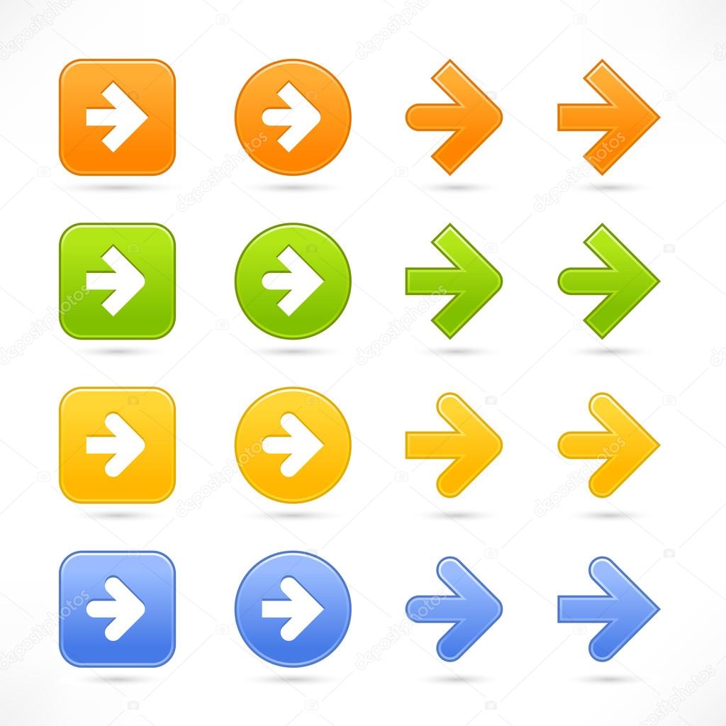 Color smooth arrow icon web 2.0 button with shadow on white background