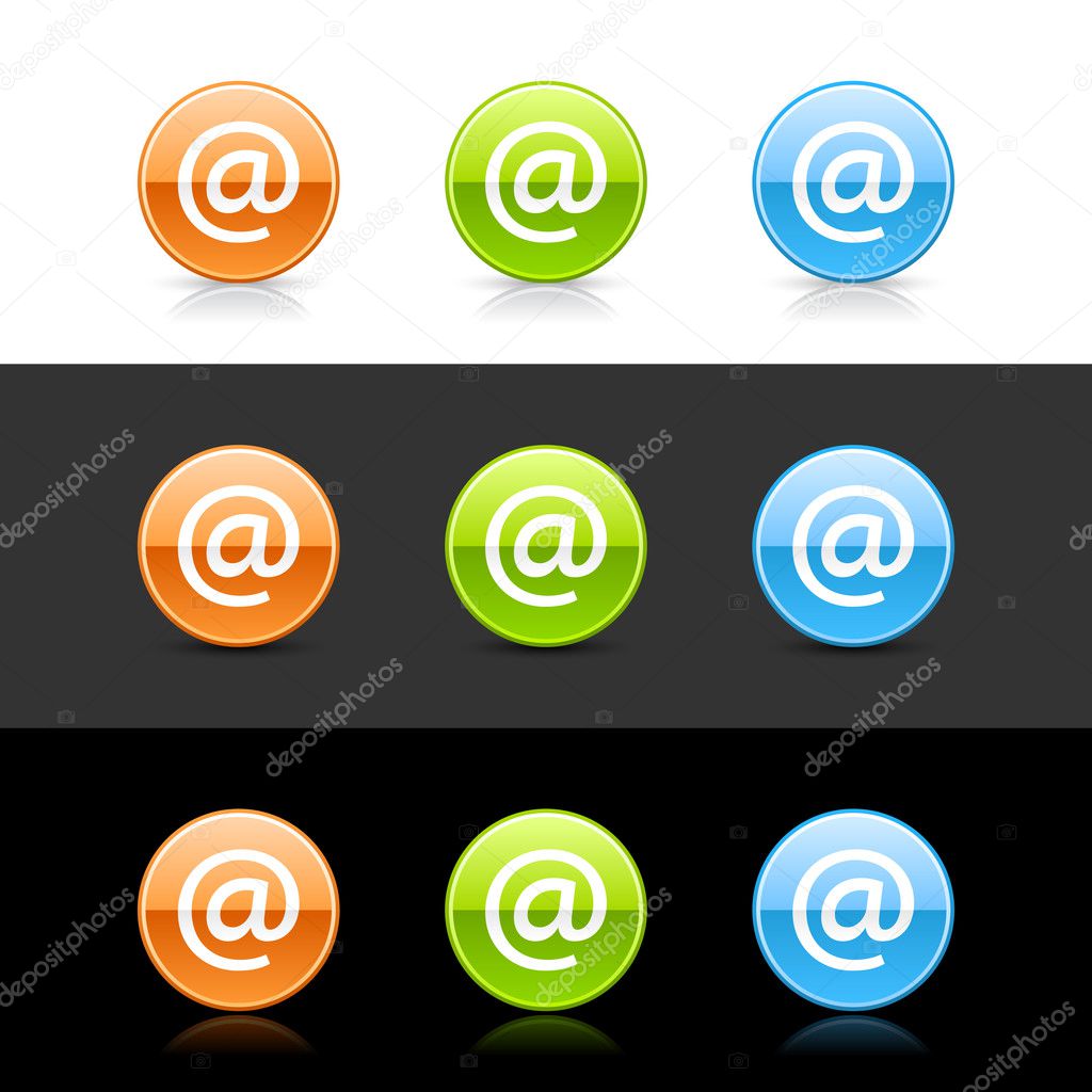 Glossy colored web 2.0 buttons with at sign