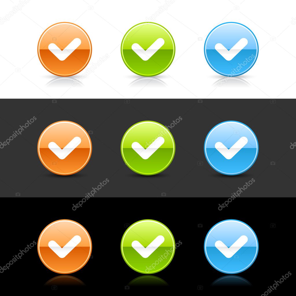 Glossy colored web 2.0 buttons with check sign