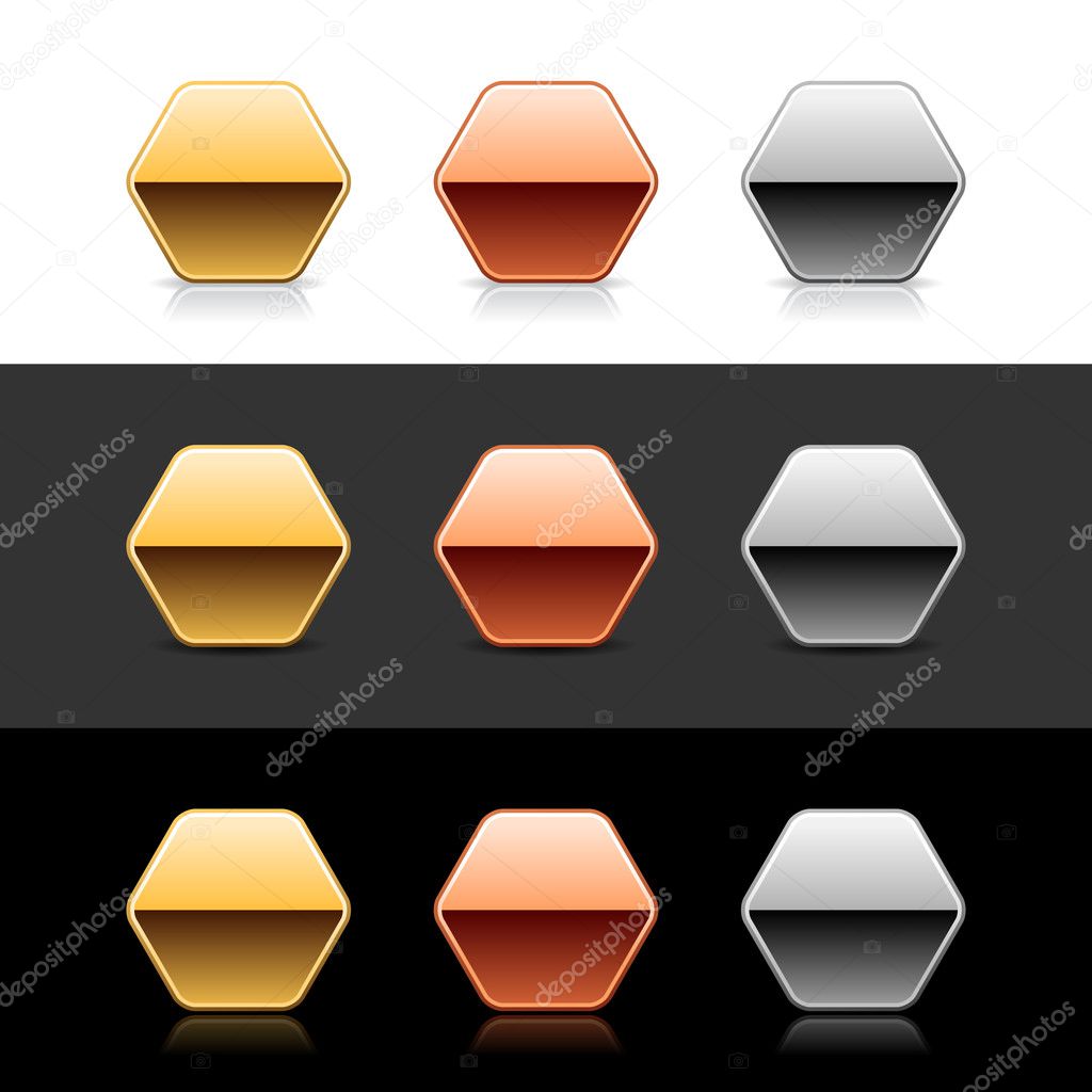 Luxory metal hexagon sign web 2.0 buttons