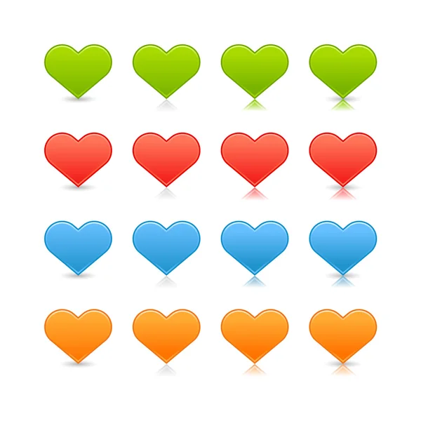 Matted color heart web buttons on white background — Stock Vector