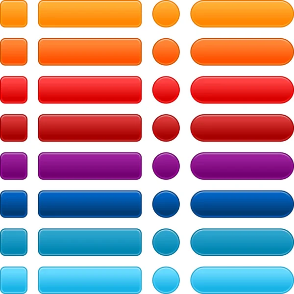 Blank colored internet button set. Круглые, квадратные и прямоугольные формы. Белый фон — стоковый вектор