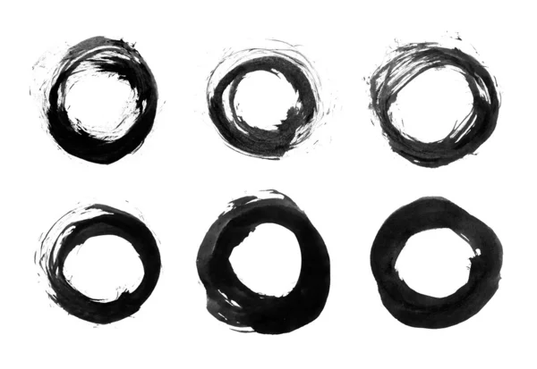 Round form black brush stroke. — Stock Photo, Image