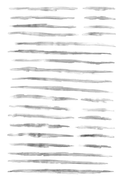 Escala de cinza pincel aquarela acidente vascular cerebral isolado no fundo branco — Fotografia de Stock