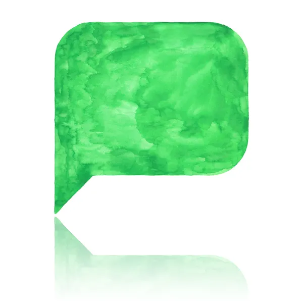 Green watercolor blank speech bubble — Stock Photo, Image