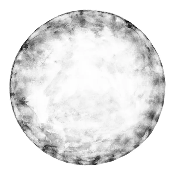 Forme ronde d'aquarelle vierge en niveaux de gris clair — Photo