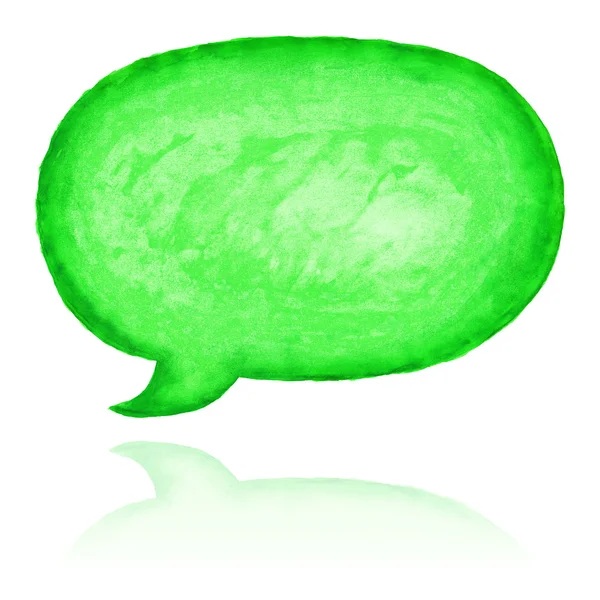 绿色水彩画空洞的讲话泡泡对话框的 — 图库照片