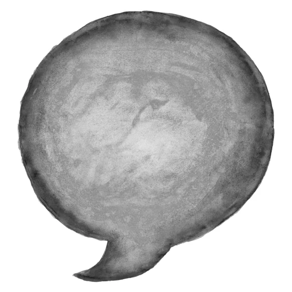 Black watercolor blank speech bubble dialog circle shape white background — Stock Photo, Image