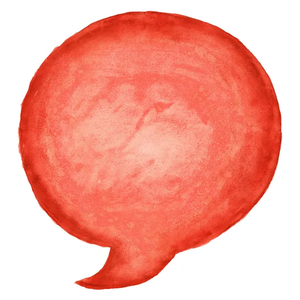 Acuarela roja burbuja de voz en blanco círculo de diálogo forma fondo blanco — Foto de Stock