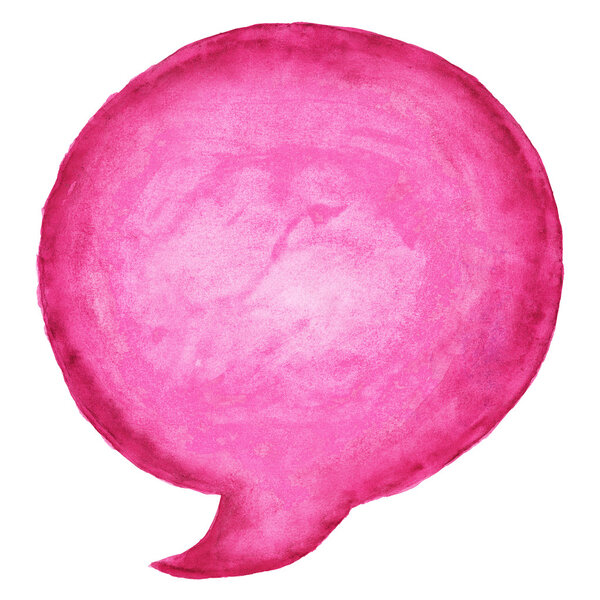 Pink watercolor blank speech bubble dialog circle shape white background