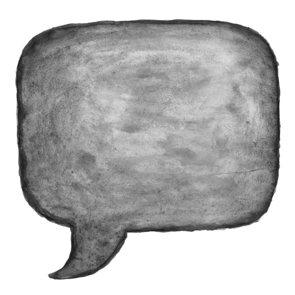 Black watercolor blank speech bubble dialog square shape on white background — Stock Photo, Image