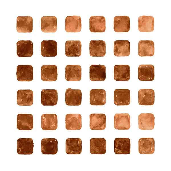 Braune Farbe Aquarell blank abgerundete quadratische Formen — Stockfoto