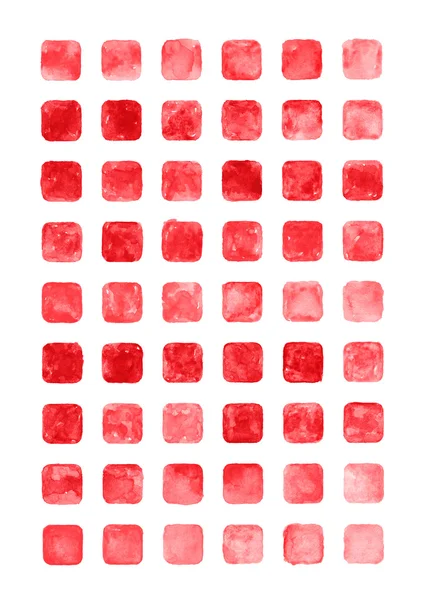 赤い色水彩空白丸みのある正方形の形状 — ストック写真