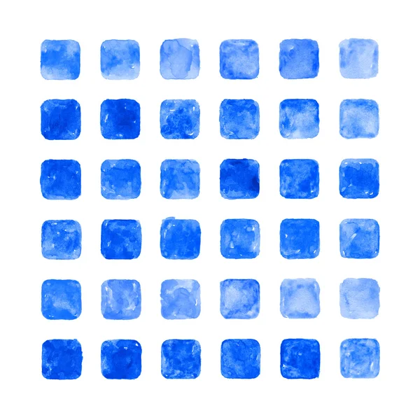 Blue color watercolor blank rounded square shapes — Stock Photo, Image