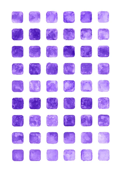 Violet color watercolor blank rounded square shapes web buttons on white background. — Stock Photo, Image