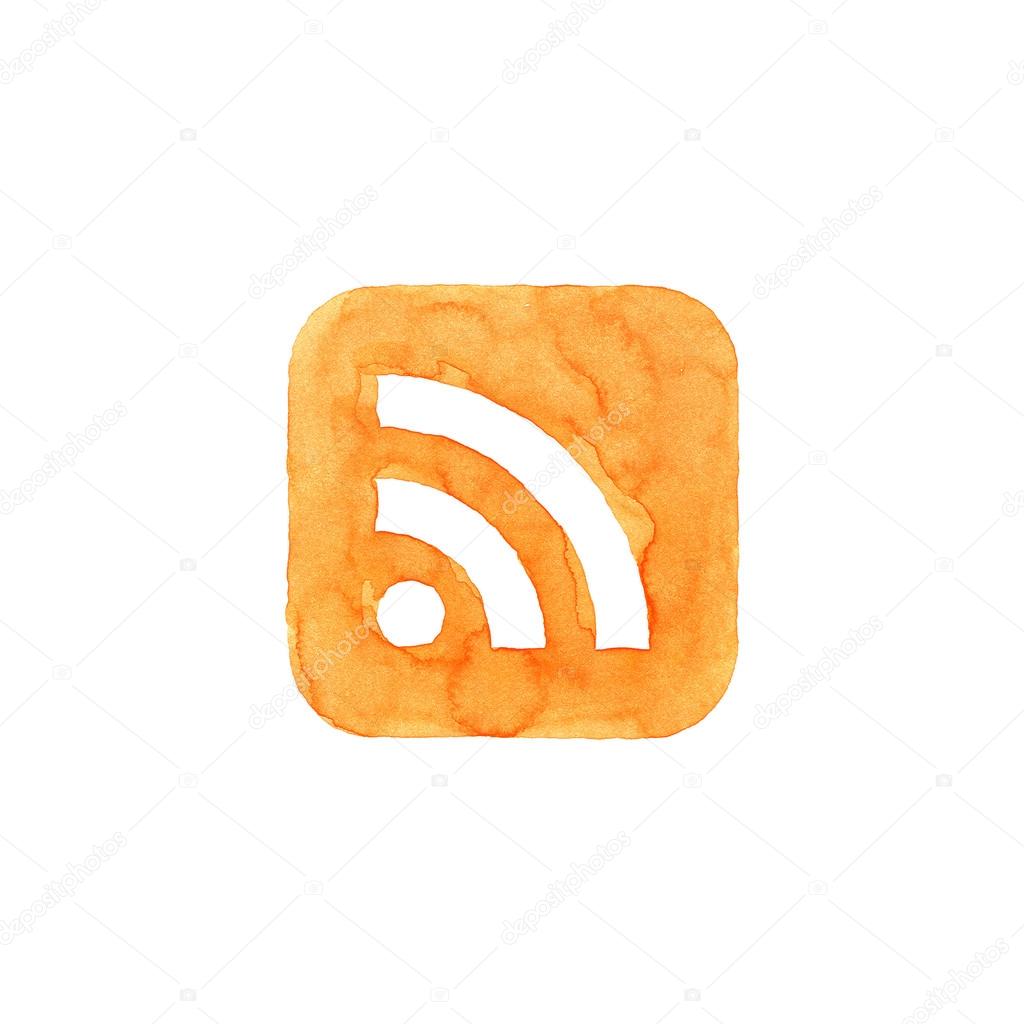 RSS icon orange button with white sign.