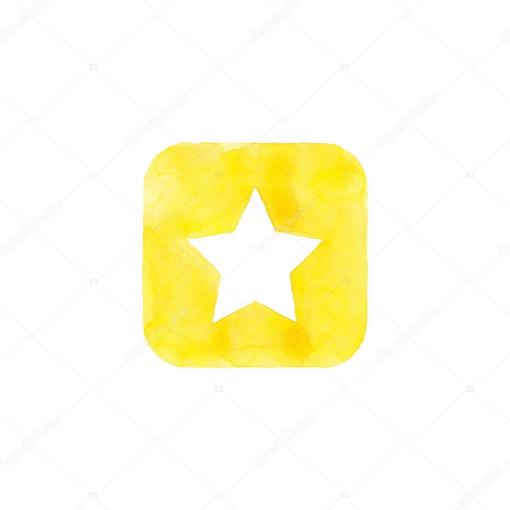 Star icon yellow button with sign