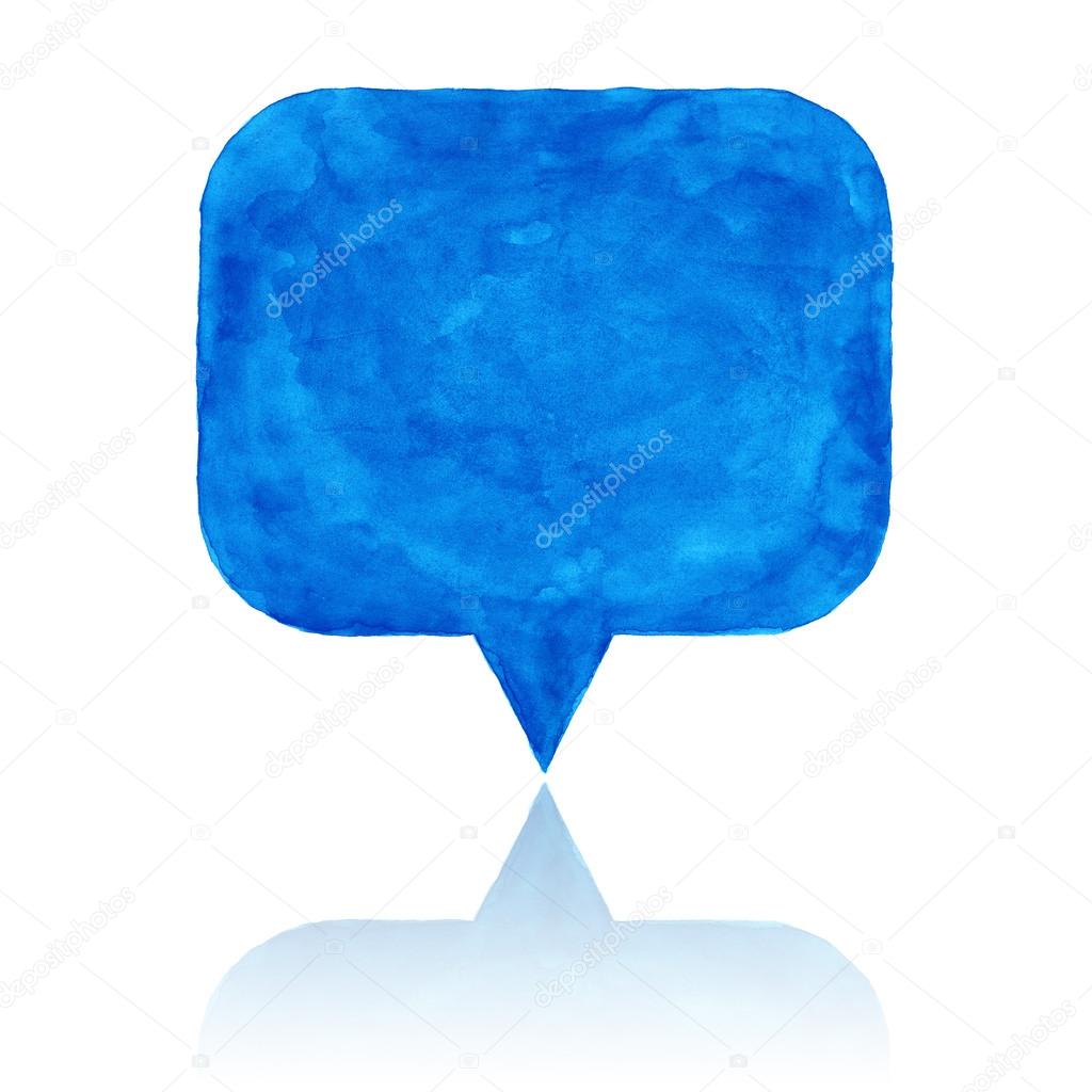 Blue watercolor blank map pin with color reflection on white background