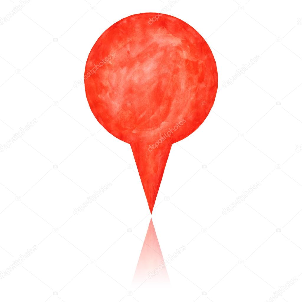 Red watercolor blank map pin