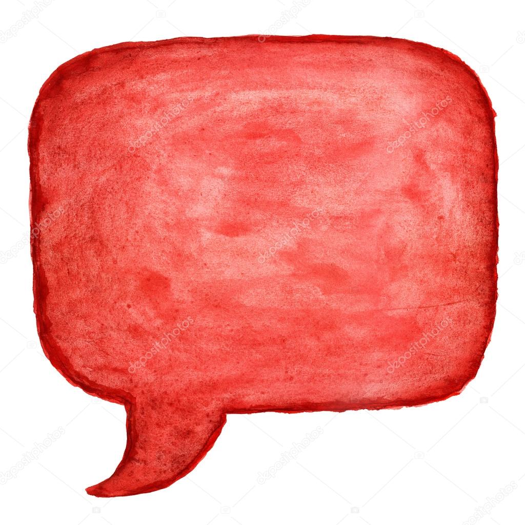 red watercolor blank speech bubble dialog square shape on white background