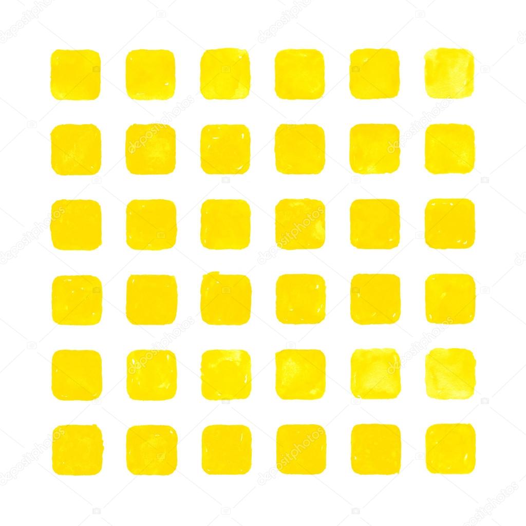 Yellow color watercolor blank rounded square