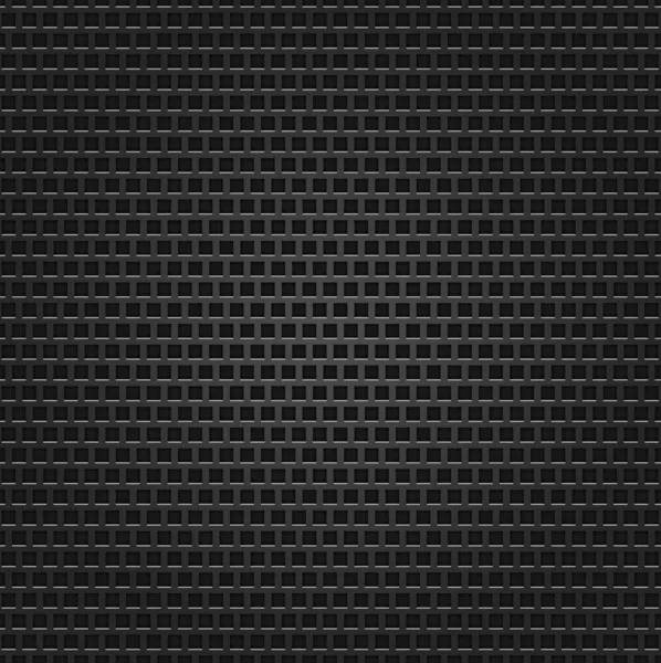 Seamless texture black metal surface square perforated background. — Stock Vector