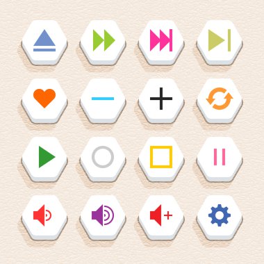 16 Medya Icon set kayıt