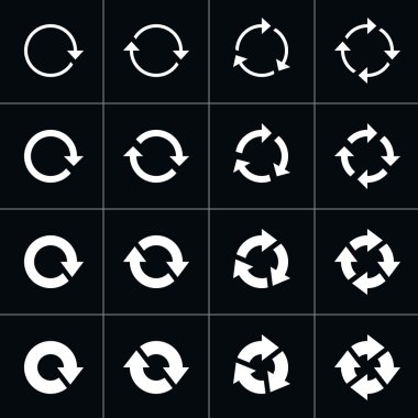 16 arrow pictogram refresh reload rotation loop sign set clipart