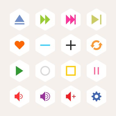 16 Medya Icon set kayıt