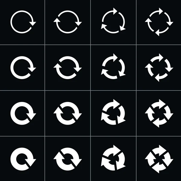 16 pilen piktogram uppdatera reload rotation loop tecken set — Stock vektor