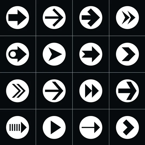 Pictograma de flecha de 16 en el círculo conjunto de signos — Archivo Imágenes Vectoriales