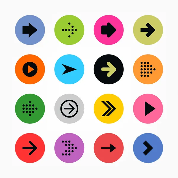 16 flecha signo icono conjunto — Vector de stock