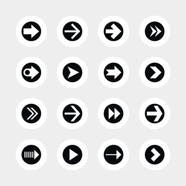 16 icono de flecha establecer signo en círculo — Vector de stock