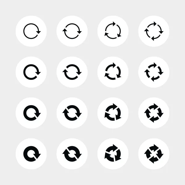 16 flèche rafraîchir icône recharger signe ensemble — Image vectorielle