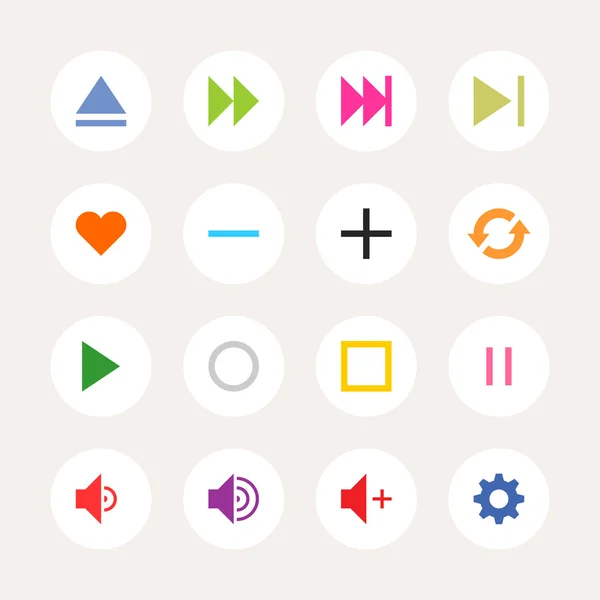 16 conjunto de iconos de signo de medios — Vector de stock