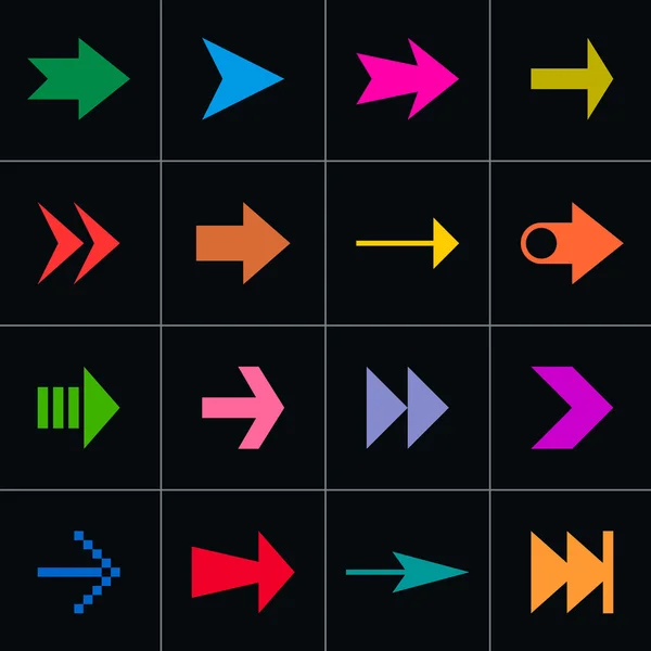 16 flecha signo pictograma conjunto — Vector de stock