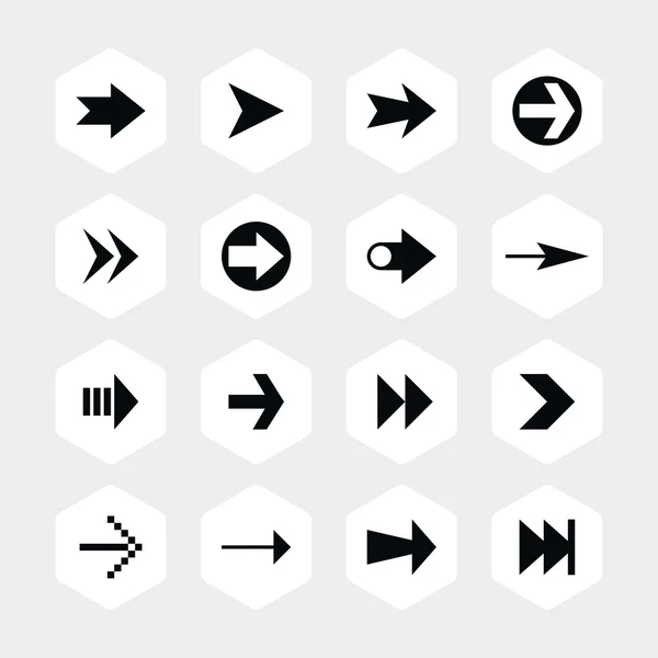 16 flecha signo icono conjunto — Vector de stock