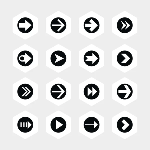 16 flecha icono establecer signo — Vector de stock