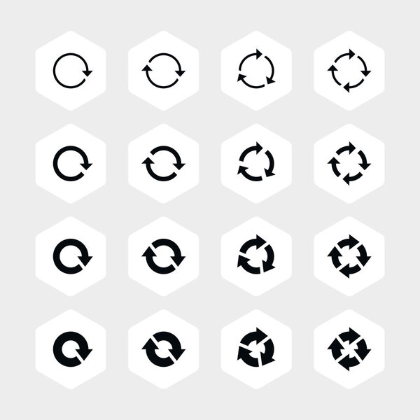 16 arrow refresh icon reload sign set