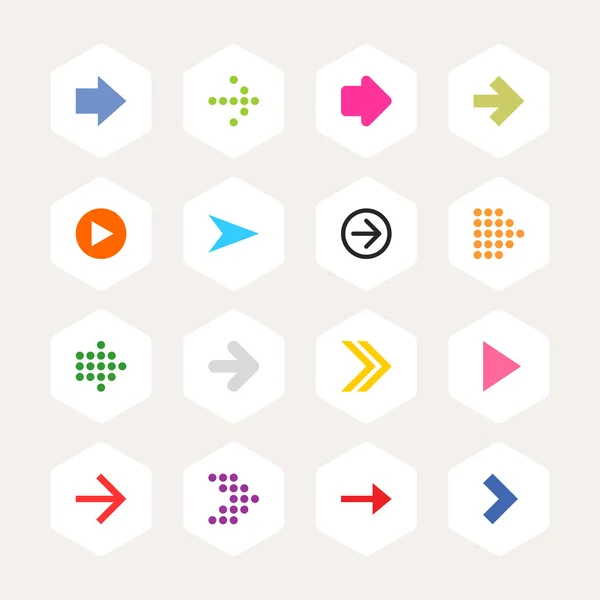 16 flecha signo icono conjunto — Vector de stock