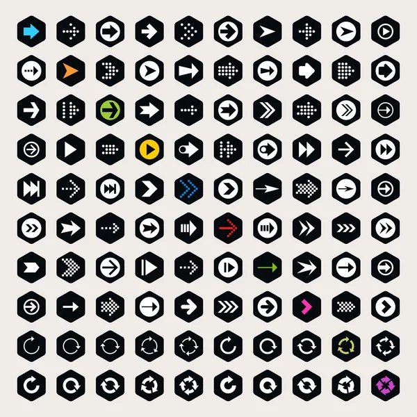 Ensemble d'icônes de 100 flèches . — Image vectorielle