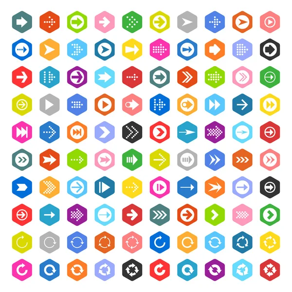 100 flecha icono de signo conjunto . — Vector de stock