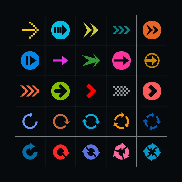 25 ok işareti Icon set. — Stok Vektör