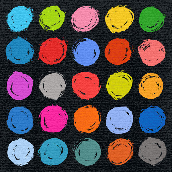 25 color circle form brush stroke
