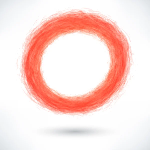 Red brush stroke in circle — Stock Vector